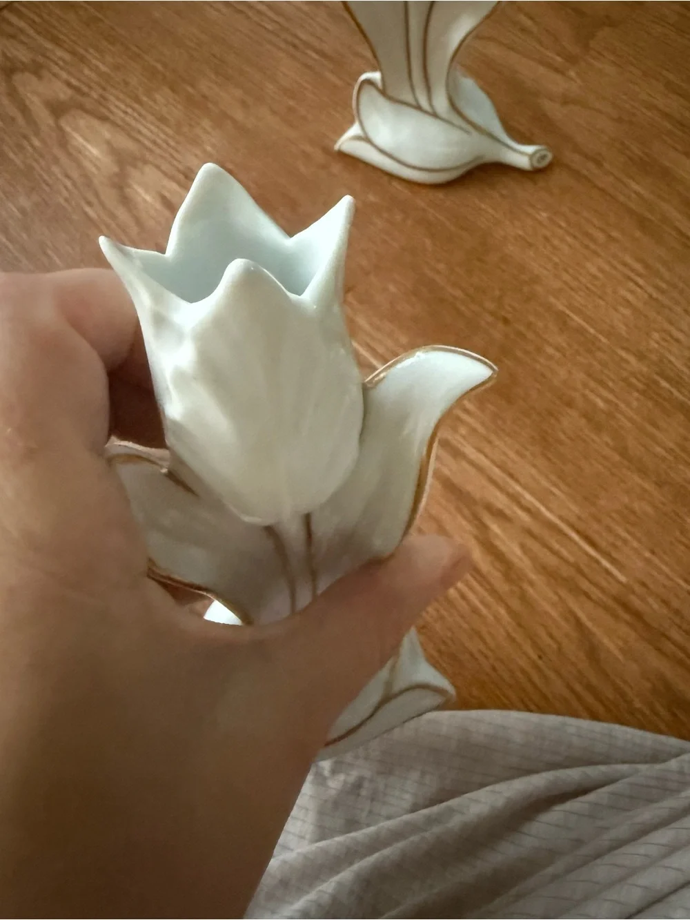 Set of 2 Vista Alegre porcelain candle holders - made in Portugal